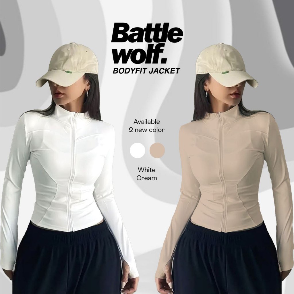 BATTLEWOLF - Baju Olahraga Wanita Lari Gym Lengan Panjang Jaket Anti UV SPF 50+