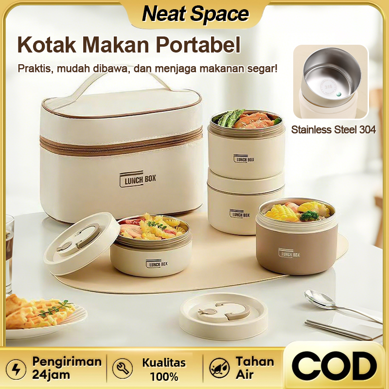 Jual Neat Space 1Set 304 Kotak Makan Siang Bento Portabel Tahan Bocor ...