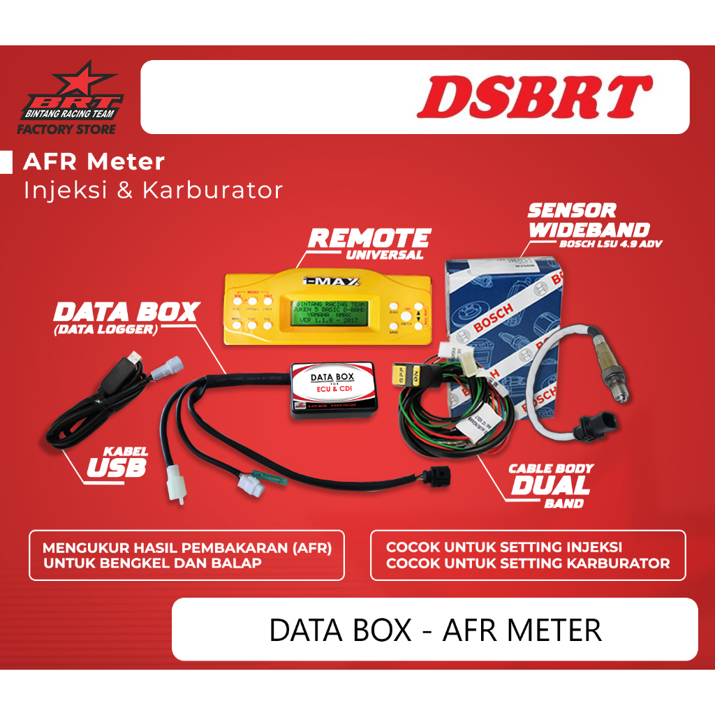 Jual DATA BOX AFR METER BRT INJEKSI KARBURATOR CDI & ECU AIR FUEL RATIO ...