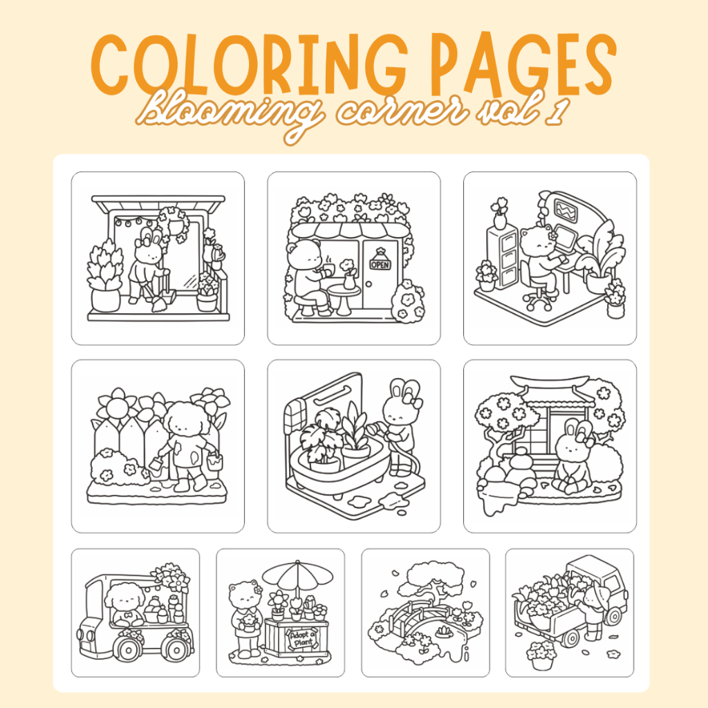 Jual BLOOMING CORNER VOL 1 Coloring Book Cute For Kids Adults Healing ...