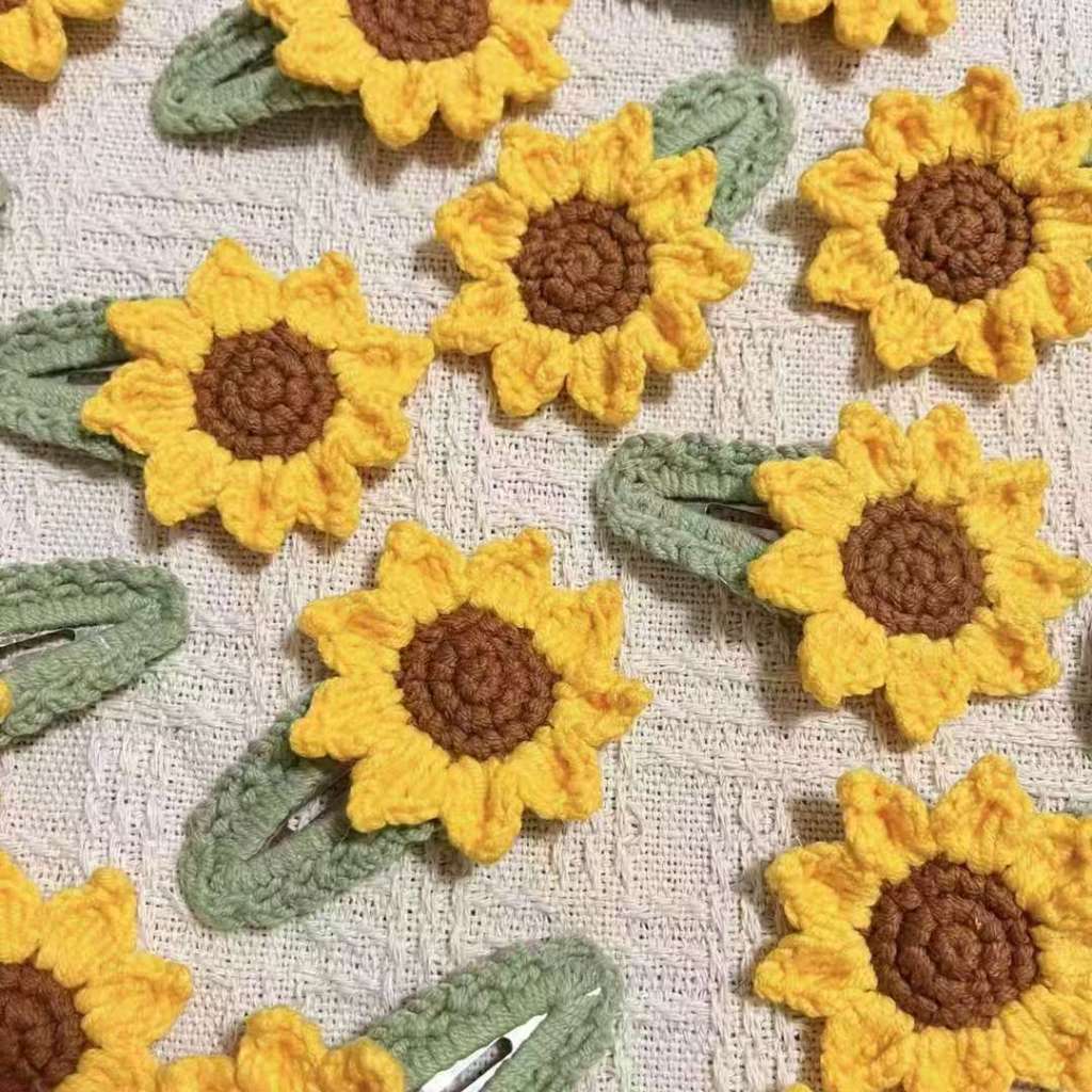 Jual Jepit Rajut Bunga Matahari | Sunflower Hairclip Crochet | Jepit ...