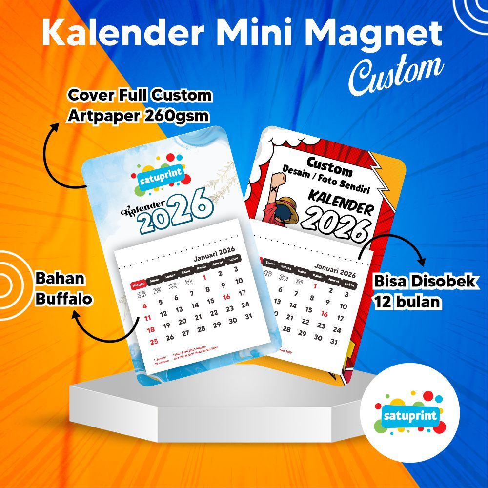 Jual Custom Kalender Mini Magnet Custom | Kalender 2026 | isi 12 bulan ...