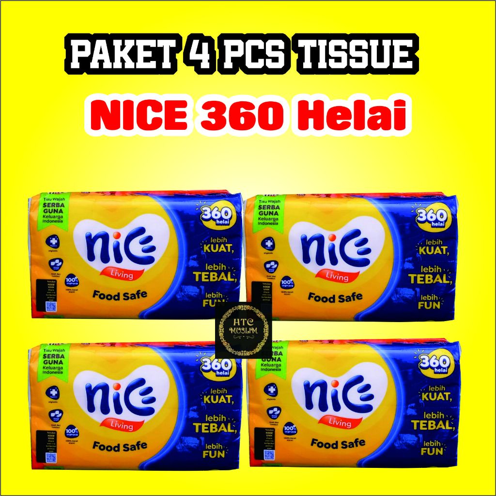 Jual (PAKET 4 PCS) Tissue NICE Facial 180 Sheets 360 Helai 2ply ...