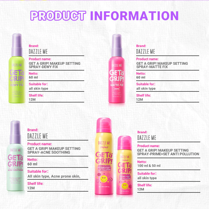 Dazzle Me Makeup Setting Spray Matte Finish Triple-Proof dan Smooth Fix Bundle Set