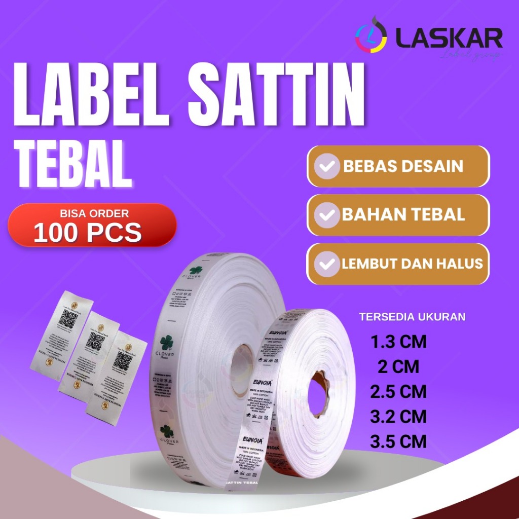 Jual label satin tebal custom printing lebel tag baju nama sendiri ...