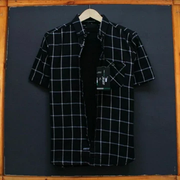 Kemeja Pria Dewasa Flanel Lengan Pendek Casual Kotak Catur Motif Fashion Premium