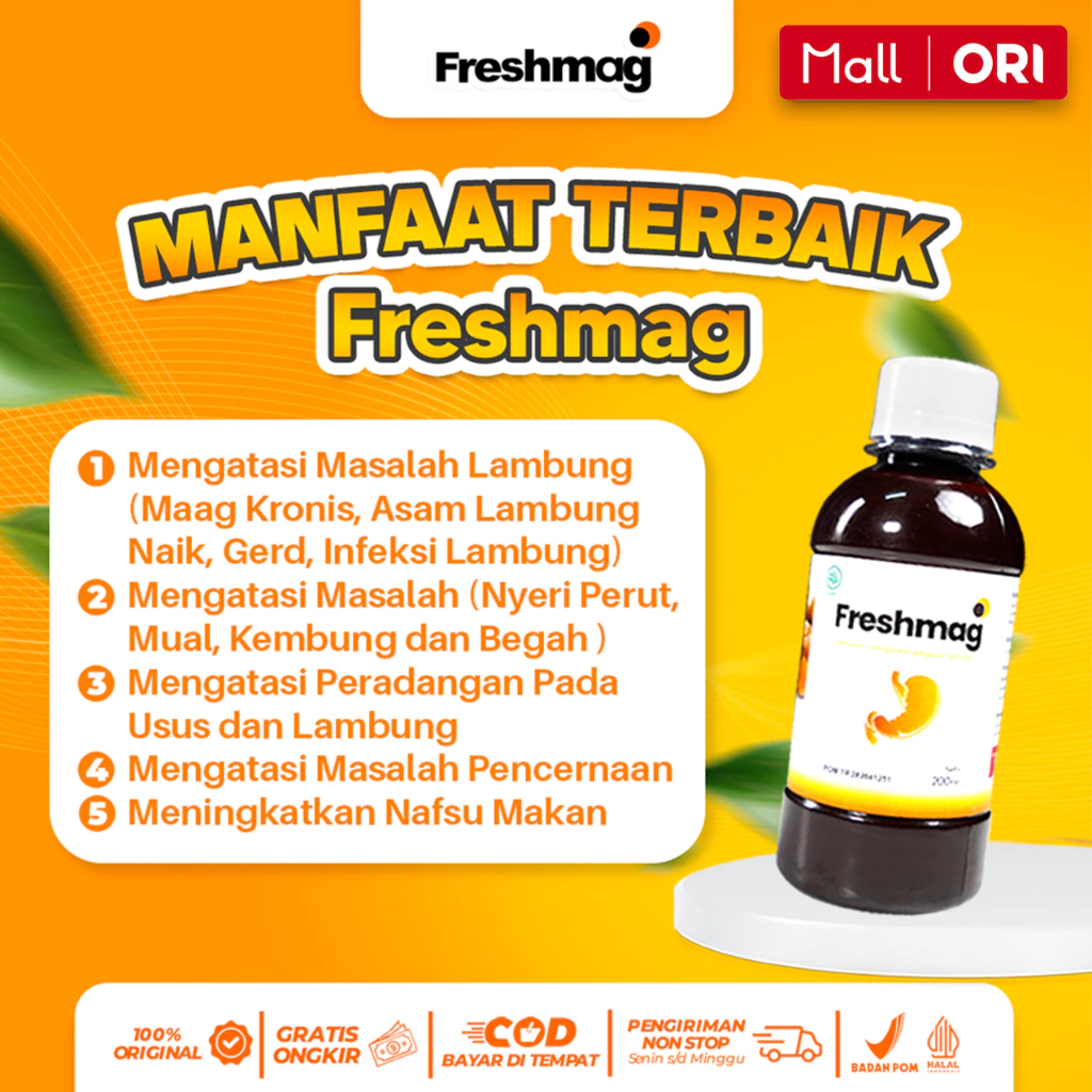 FRESHMAG Madu Lambung Original Efektif Atasi Masalah Asam Lambung Maag GERD Iritasi Lambung Tukak Lambung Magh Freshmaag 1 Botol Penambah Nafsu Makan