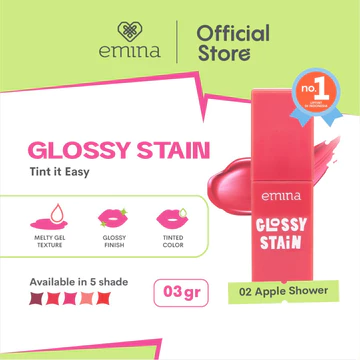 Emina Glossy Stain Melty Gel Lip Tint Glossy Finish Tahan Lama Dan Melembabkan