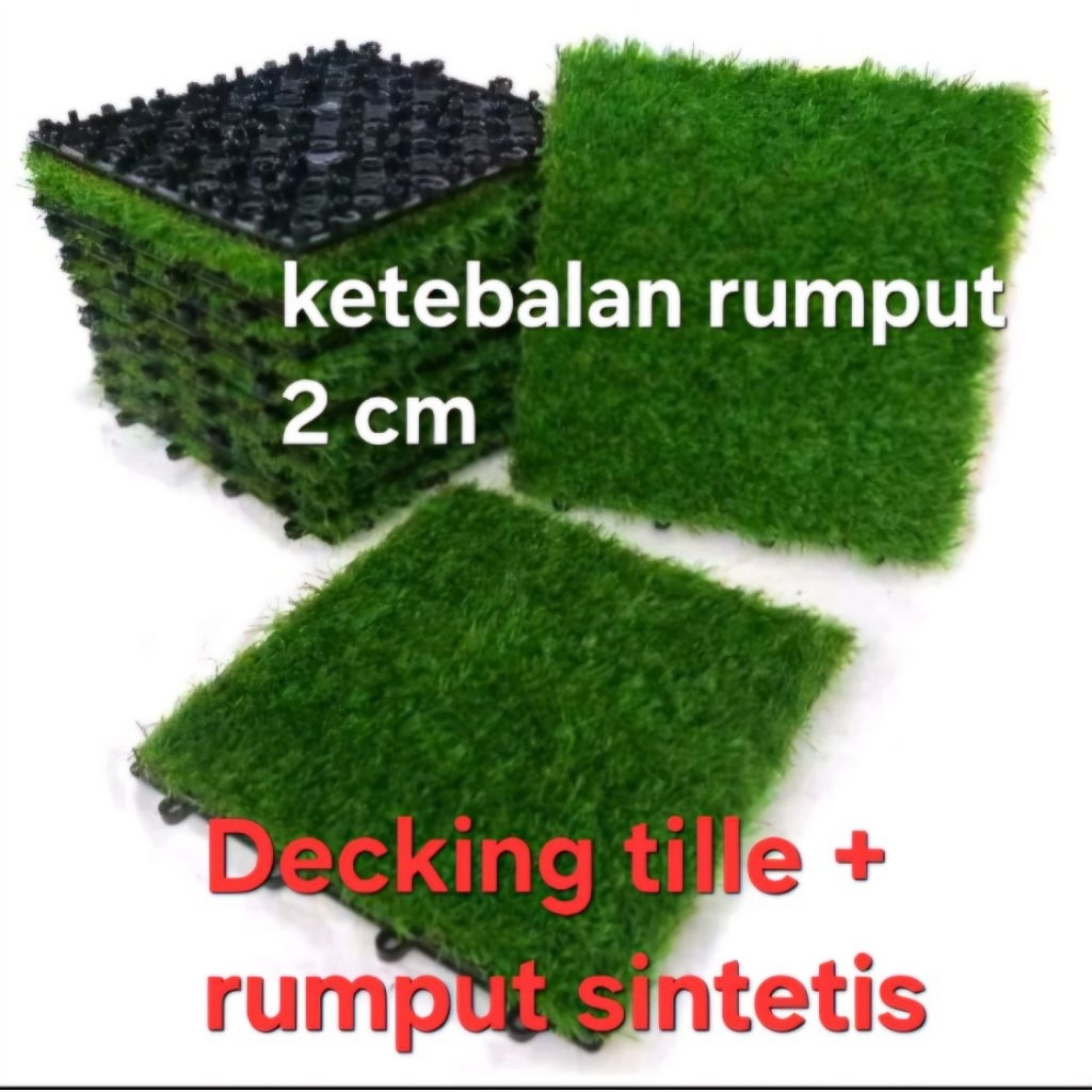 Jual decking tile rumput type swiss// tebal 2 cm//30 cm x 30 cm ...