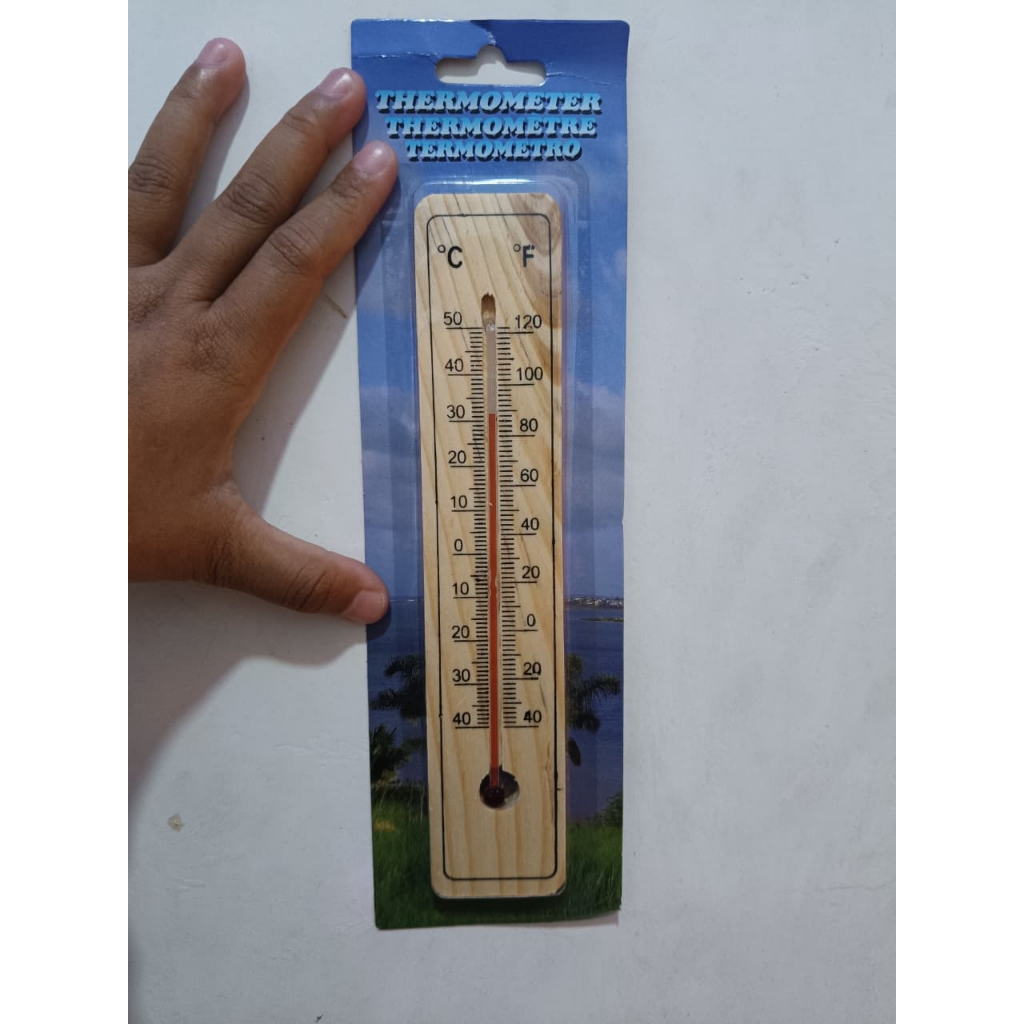 Jual Termometer kayu Termometer Analog Kayu Skala Celsius & Fahrenheit ...