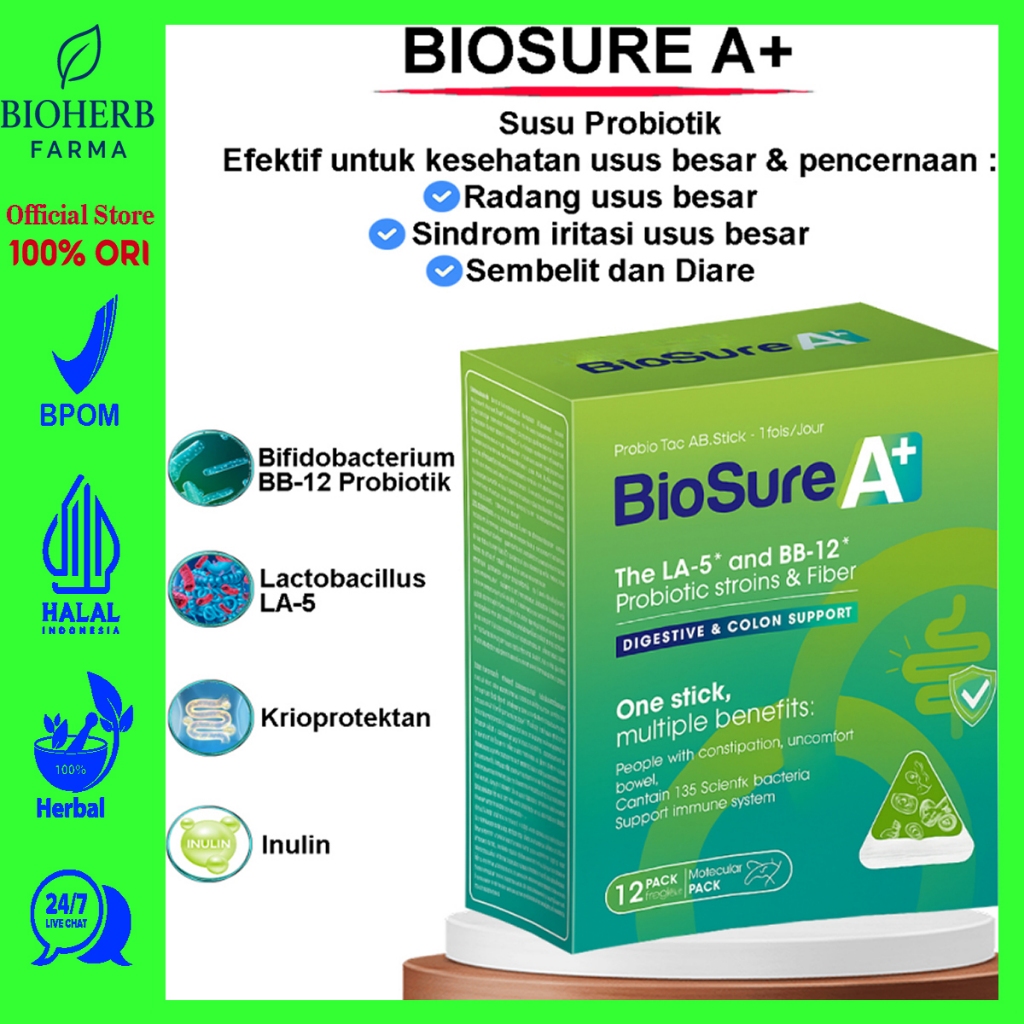 Jual Biosure A+ Susu Herbal Obat Usus Besar dan mengandung Probiotik ...