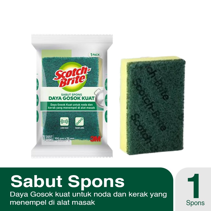 Jual 3M Scotch Brite Sabut Spons Cuci Piring Basic ID T36 | Shopee ...