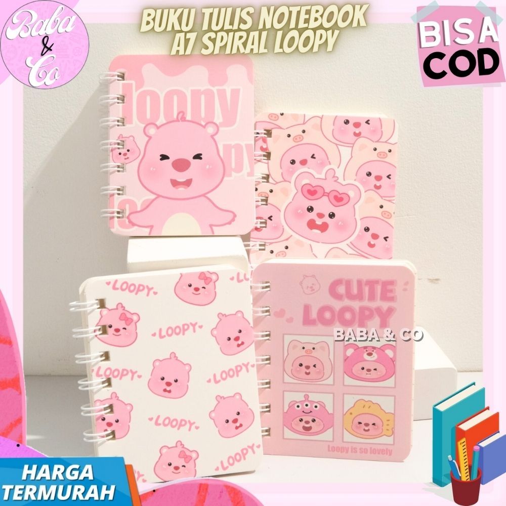 Jual BUKU A7 LOOPY NOTEBOOK SPIRAL MINI A7 LOOPY LUCU IMUT UNIK MURAH ...