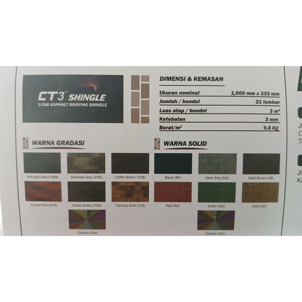 Jual Atap Bitumen CTI 3 Midnight Black 1Bendel/3m