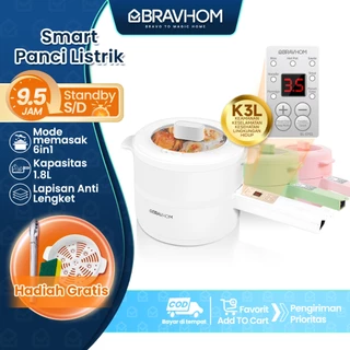 BRAVHOM Panci Listrik Serba Guna Kukusan 1.8L 6in1 Anti Lengket Perlindungan Terlalu Panas BL-EP01