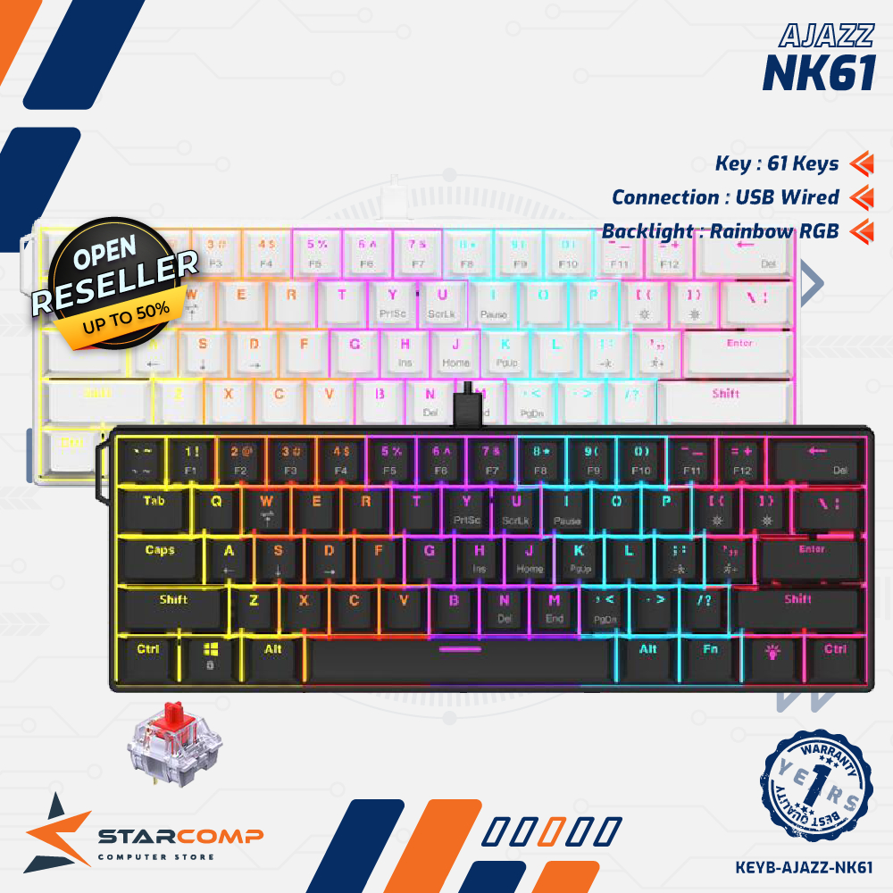 Jual Ajazz x Nacodex NK61 / NK-61 Wired Mechanical Keyboard with RGB ...