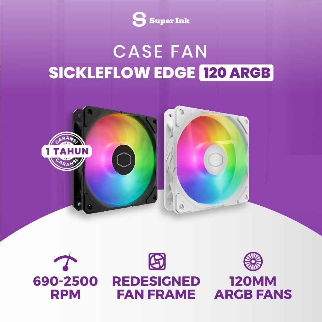 Jual Cooler Master Case Fan Sickleflow Edge 120 ARGB Fan Gaming PC (1X ...