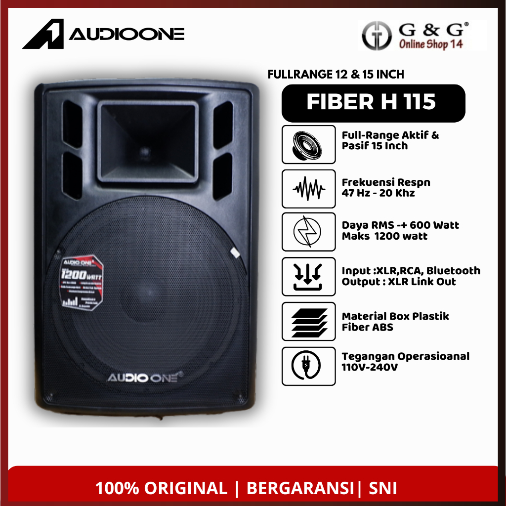 Jual Speaker Fiber Tipe H 115 Varian Aktif Pasif 15 inch AUDIO ONE