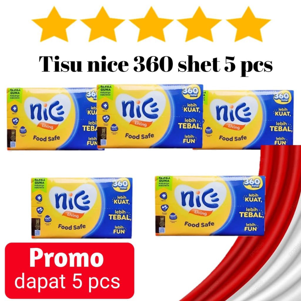 Jual 5 pak tisu nice 1pak isi 360 helai | Shopee Indonesia