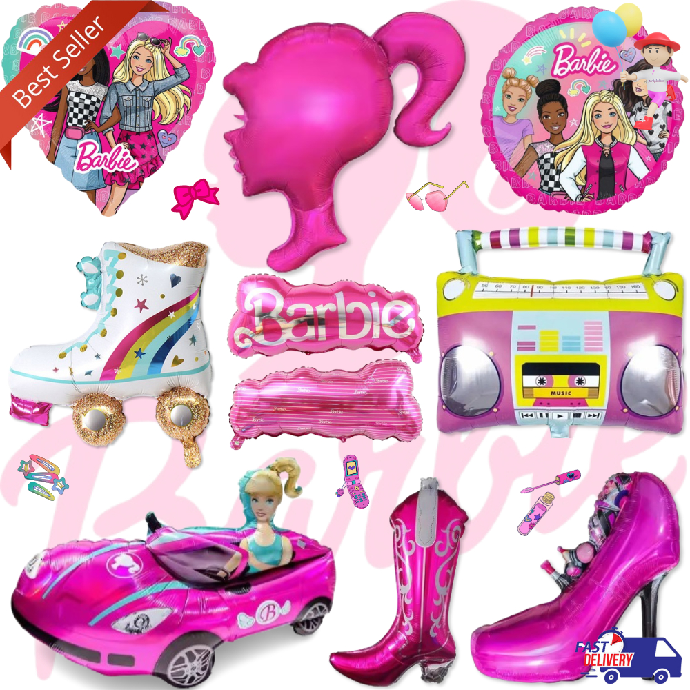 Jual Balon Foil Karakter Barbie Jumbo / Bulat Barbie and Friends / Pink ...