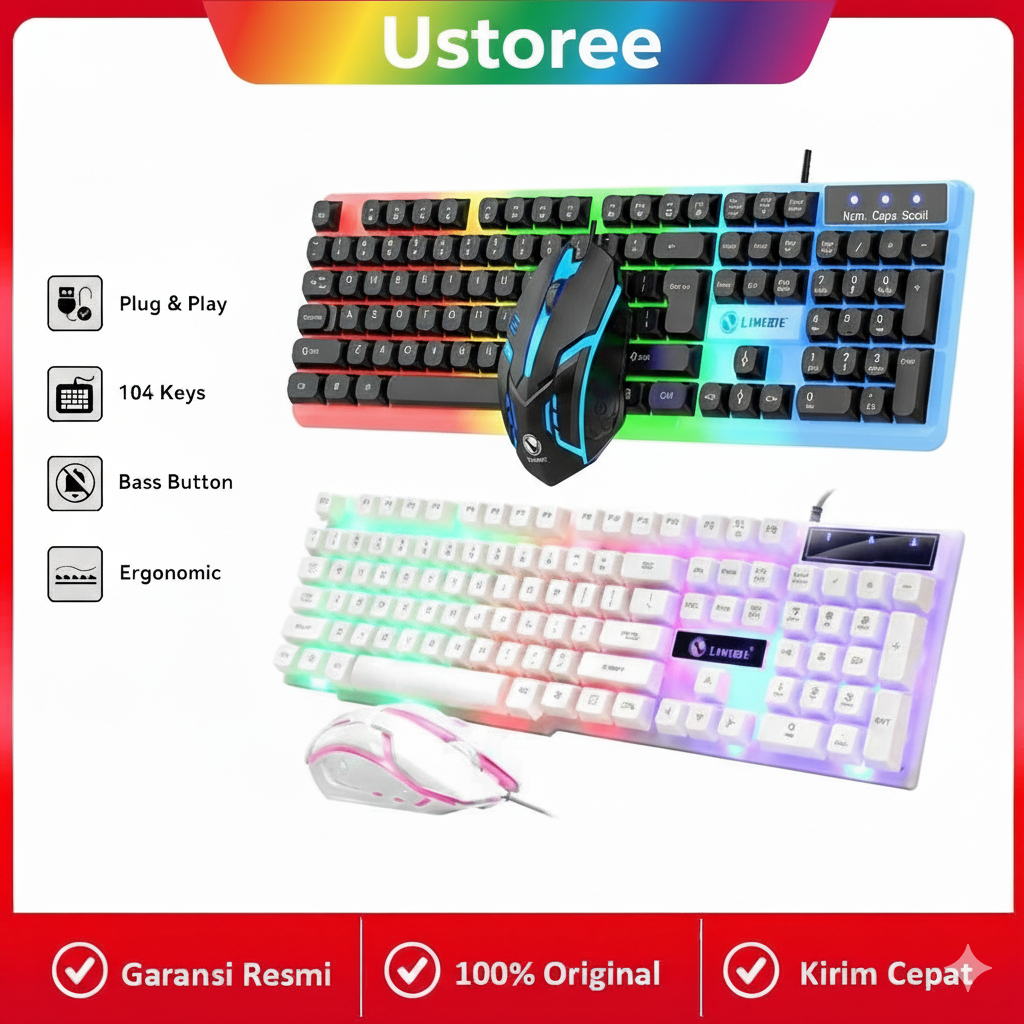 Jual Keyboard Mouse RGB Gaming dengan Lampu RGB Cahaya | Keyboard Tx35 ...