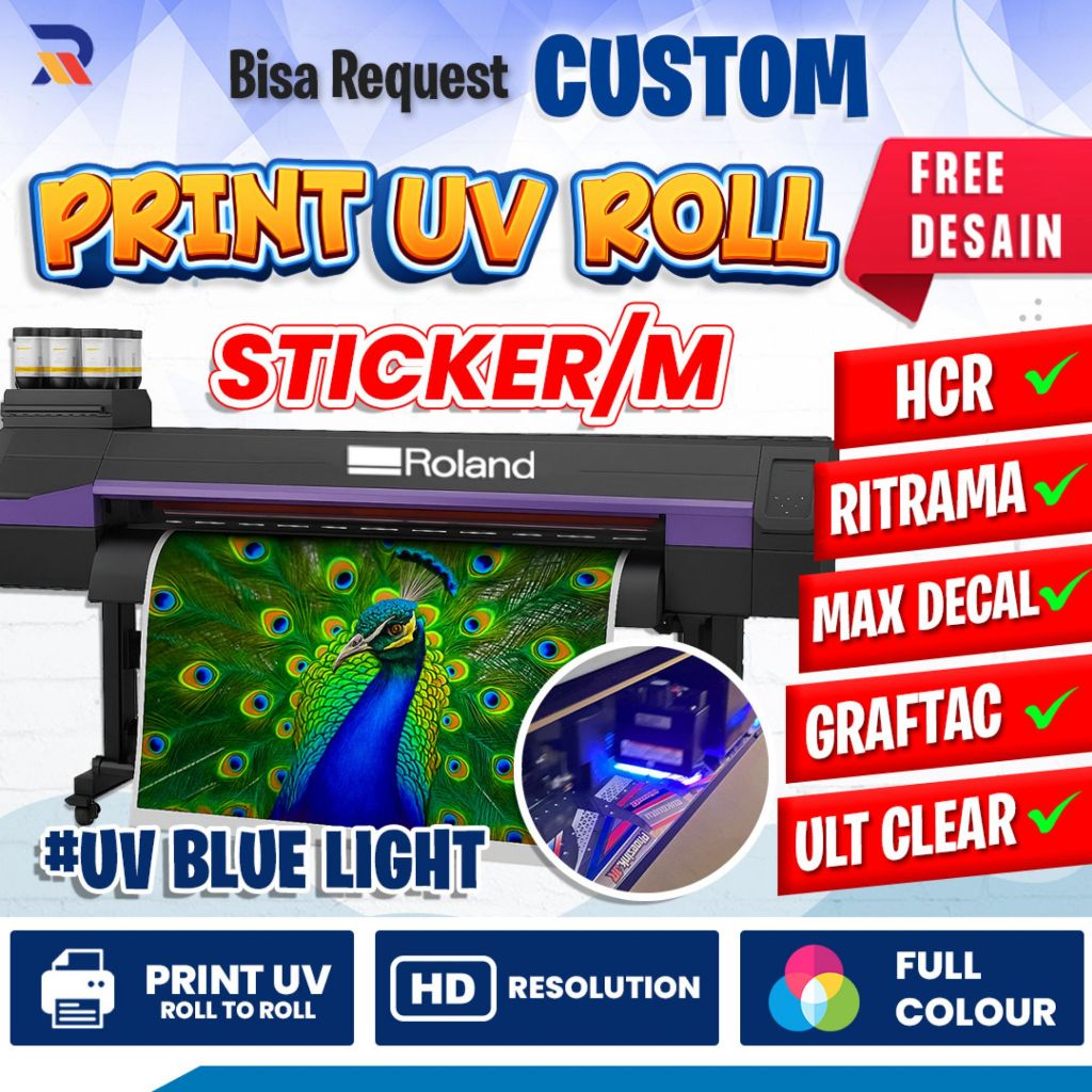 Jual Cetak Sticker PRINT UV ROLL| Custom Sticker Full Colour PREMIUM ...