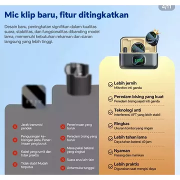 Wireless Microphone 2 In 1 Clip On Mic Magnetic Mikrofon HP Plug Play Dual Lavalier Microphone