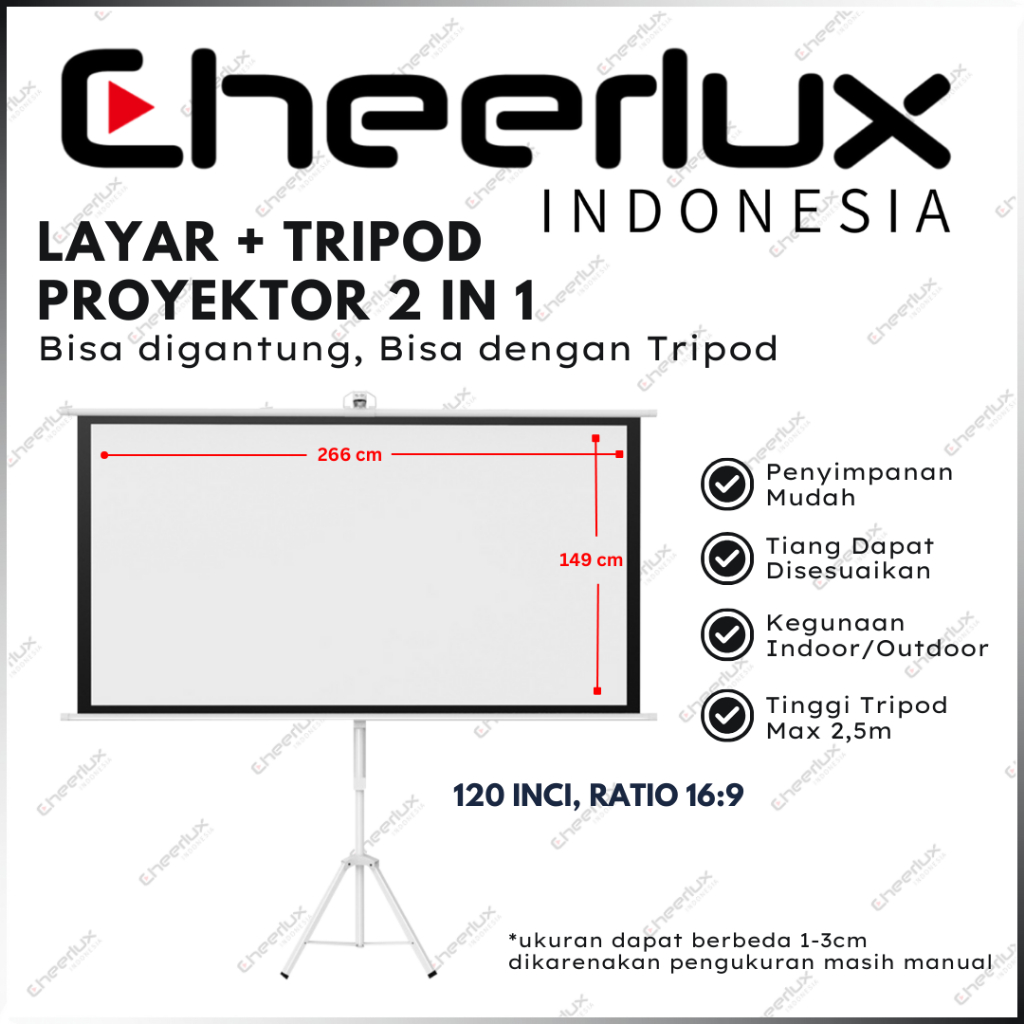 Jual Layar Projector | Screen Tripod Proyektor 120 Inch 16:9 dan 4:3 ...