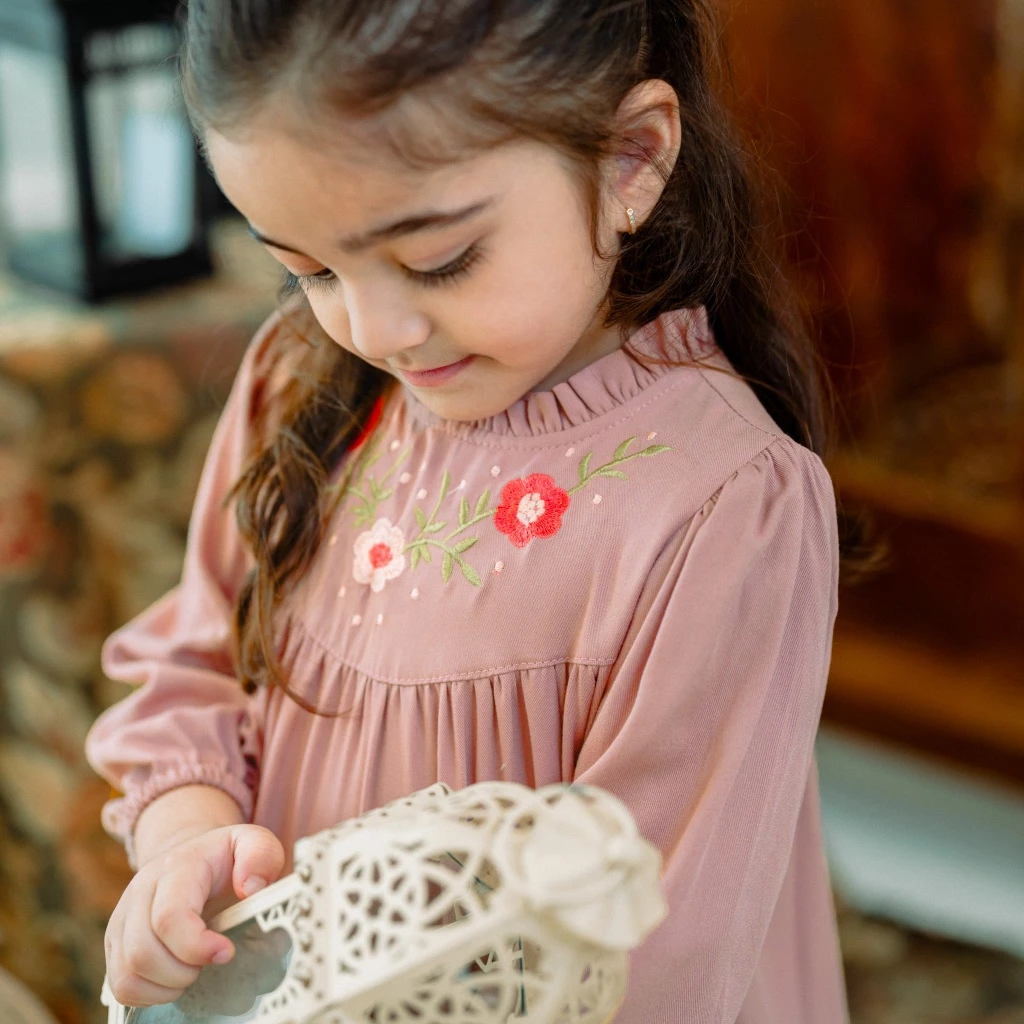 Gamis anak katun premium bordir mewah hellomini eid 2026