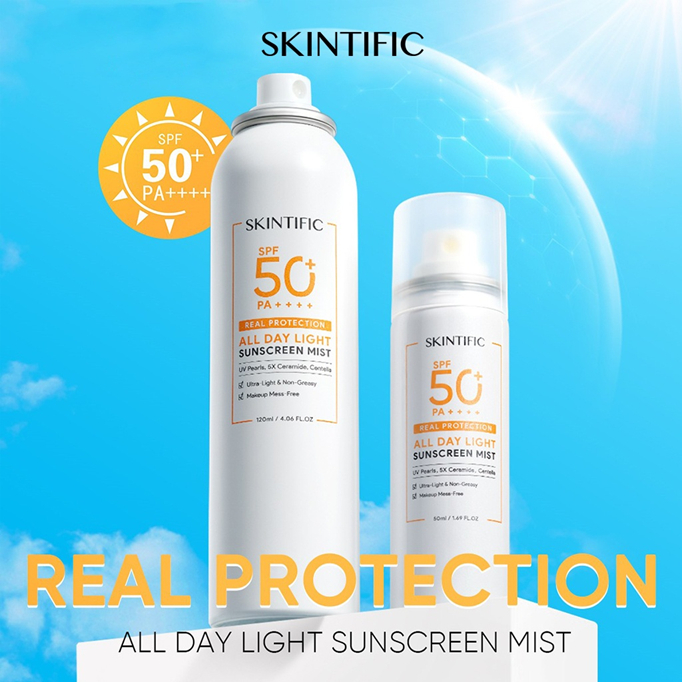 Jual SKINTIFIC ALL DAY LIGHT SUNSCREEN MIST SPF 50 PA++++ 120ML SPRAY ...