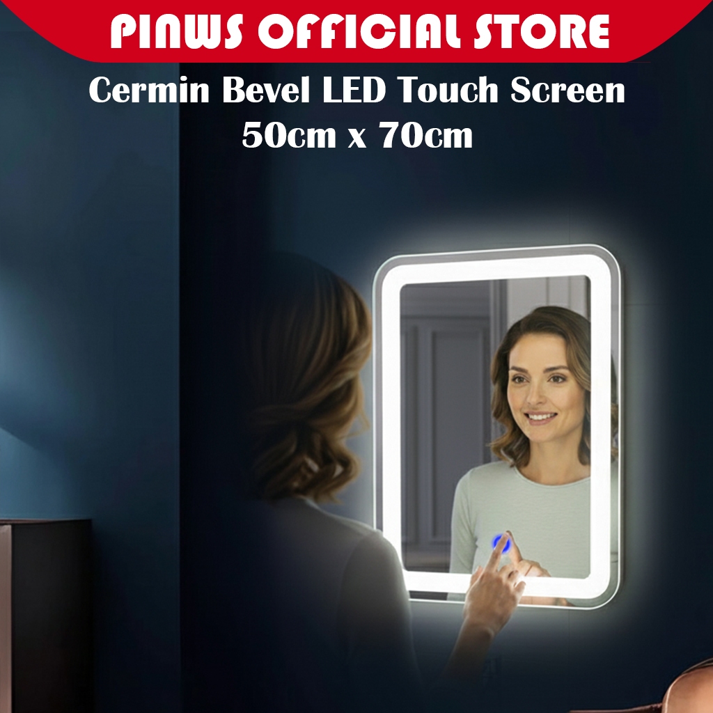 Jual PINWS Cermin Led Sensor Sentuh 50x70 Kaca Rias | Shopee Indonesia