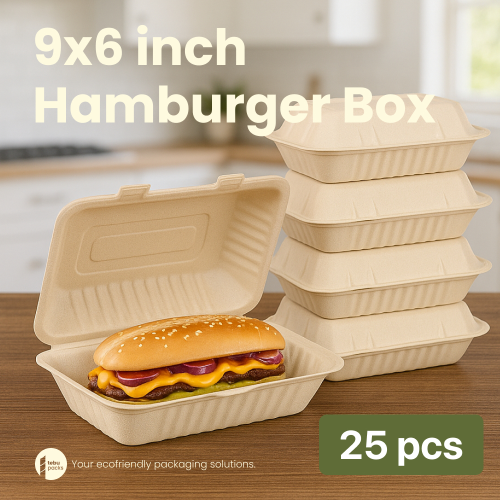 Jual [25 pcs] Clamshell Bagasse 9x6" | Kotak Lunch Box Eco Friendly ...
