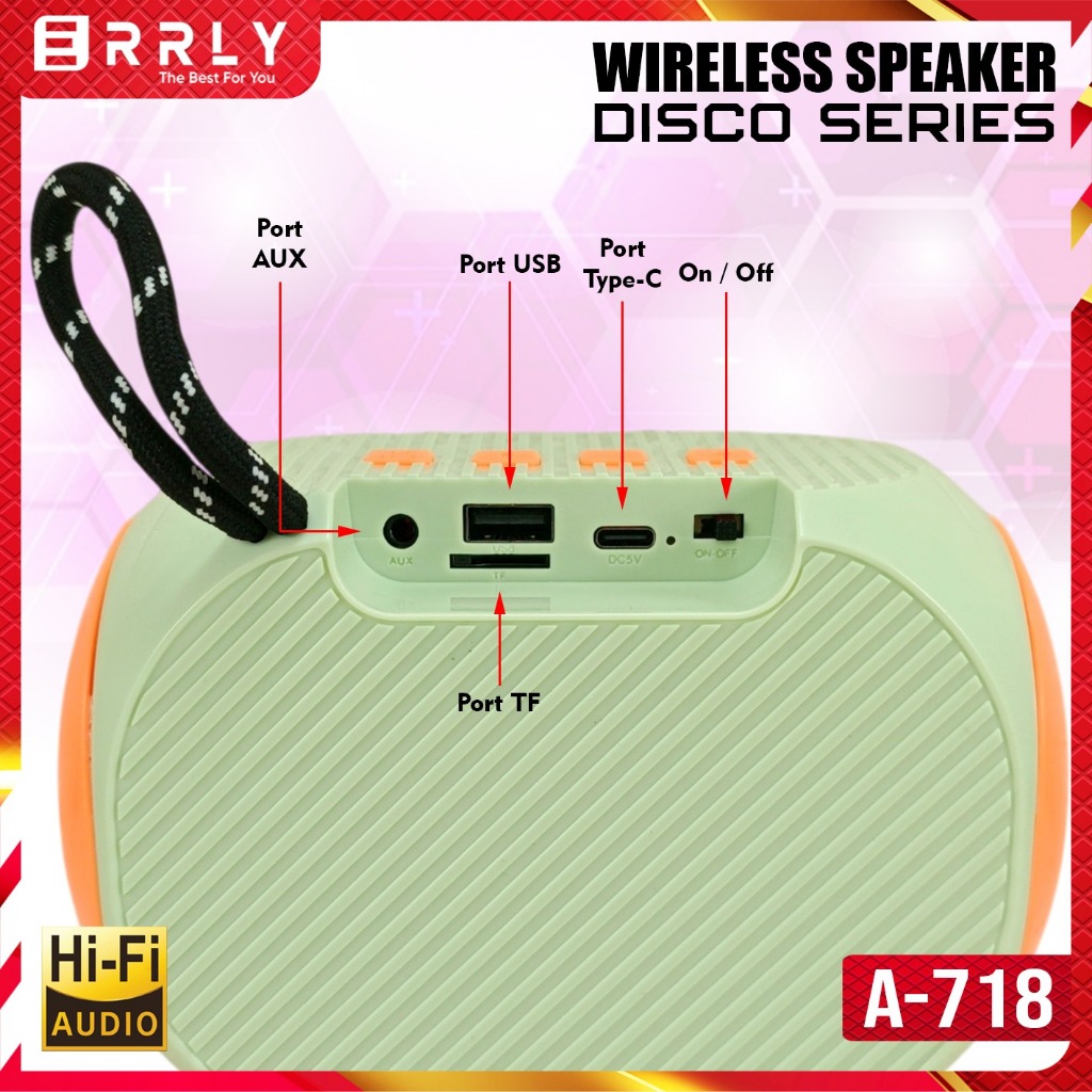 Jual ERRLY A718 Speaker Bluetooth Portable LED Disco RGB Speker ...