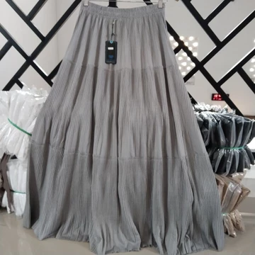 Rok Plisket Susun Maiza Skirt Ruffle Wanita Anti Nerawang Korean Style Bahan Knite Evano Premium