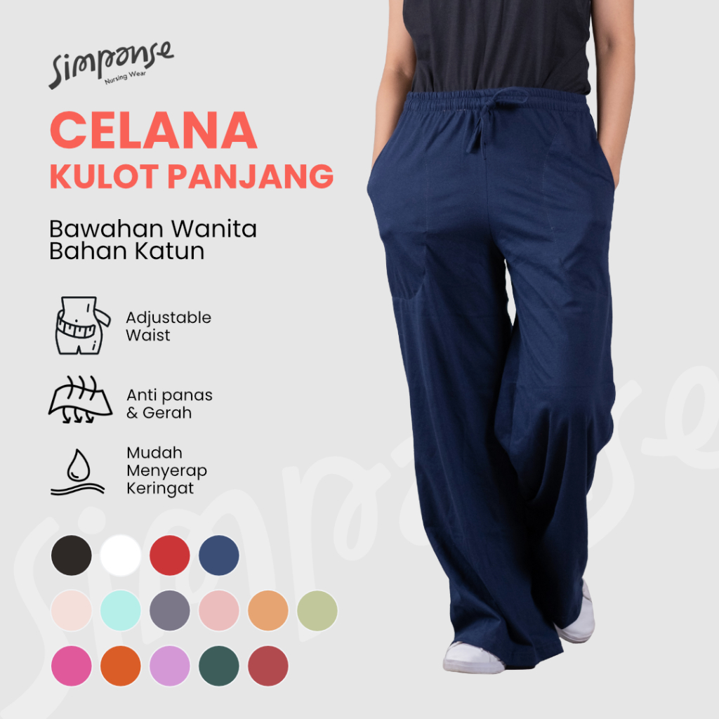 Jual Simpanse Celana Kulot Wanita Panjang Katun Combed 30s Bawahan