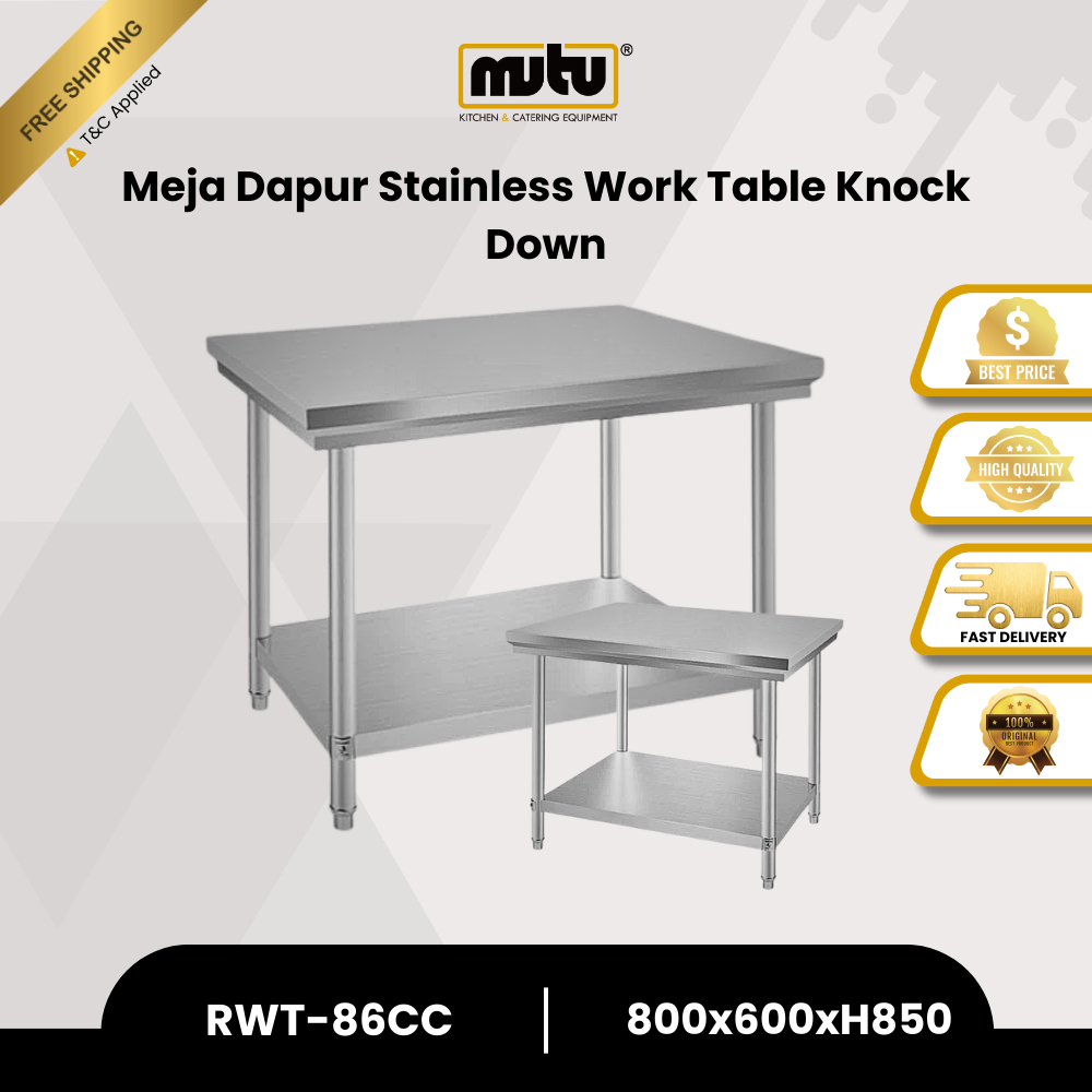 Jual MUTU Meja Dapur Stainless Steel Working Table Lebar 60cm RWT 6CC ...