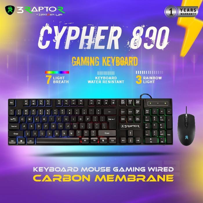Jual Keyboard Mouse Gaming Combo RGB RAPTOR Cypher890 Membrane – 3 ...