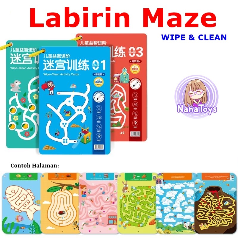 Jual Buku Aktivitas Labirin Maze Wipe and Clean Buku Mainan Edukasi ...