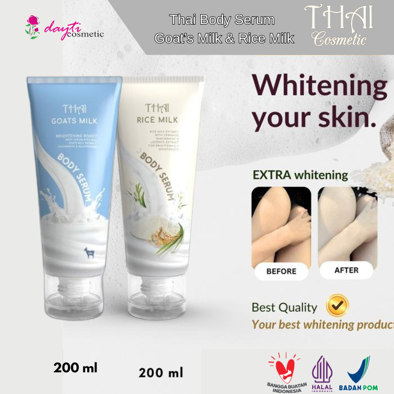 Jual THAI Goat's Milk Body Serum & Rice Milk Body Serum 200ml | Shopee ...