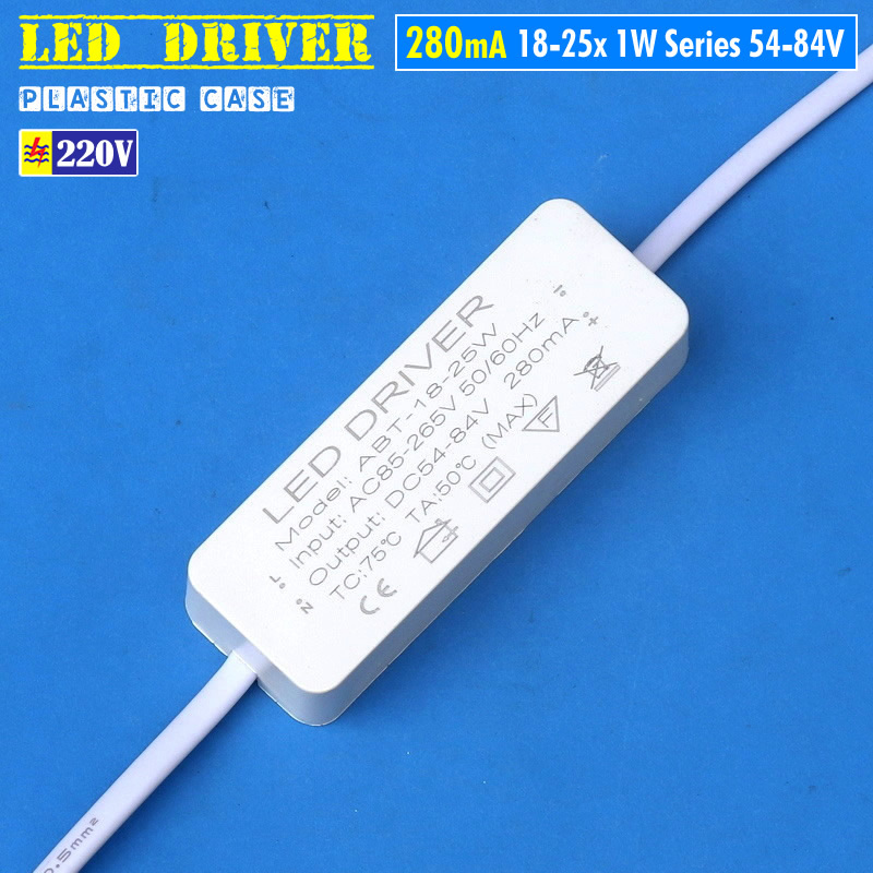 Jual Driver Led 18-25x 1W Seri 280mA Casing Plastik Input AC 220V ...