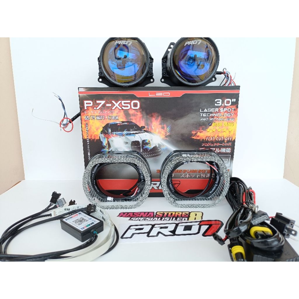 Jual PAKET FULL RGB PRO7 P.7-X50 BILED PROJECTOR 3 INCH BLUE LENS ...