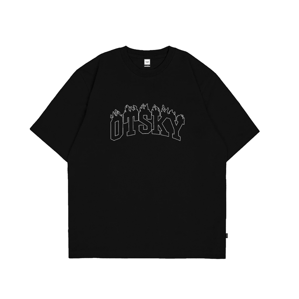 Jual Otsky Kaos Pria Logo Basic Fire Black Cotton 24s X DT-BF01BL ...