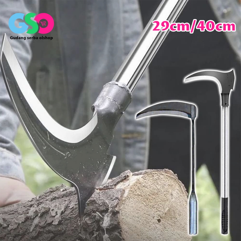 Sabit Arit Rumput 29cm 40cm Baja Sabit Kapak Ganda Alat Pemotong Ranting Pohon Alat Panen Padi