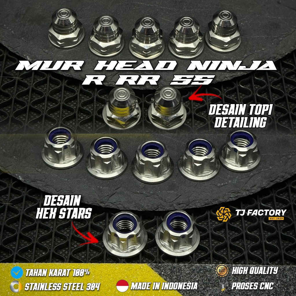 Jual 1 Set Mur Blok HEAD NINJA RR R SS ZX150 Stainless CNC By Tj ...