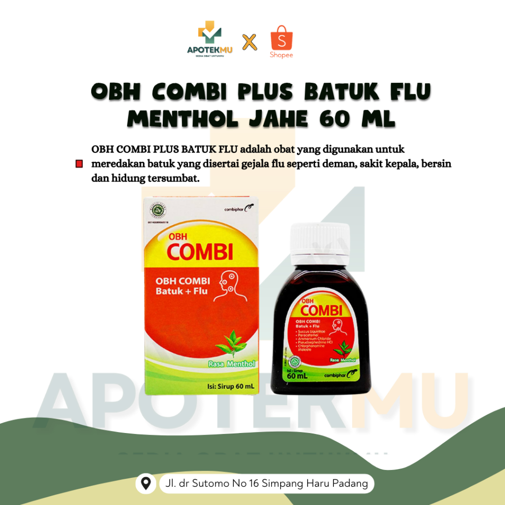 Jual OBH Combi Plus Batuk Flu Menthol Jahe 60 ml | Shopee Indonesia