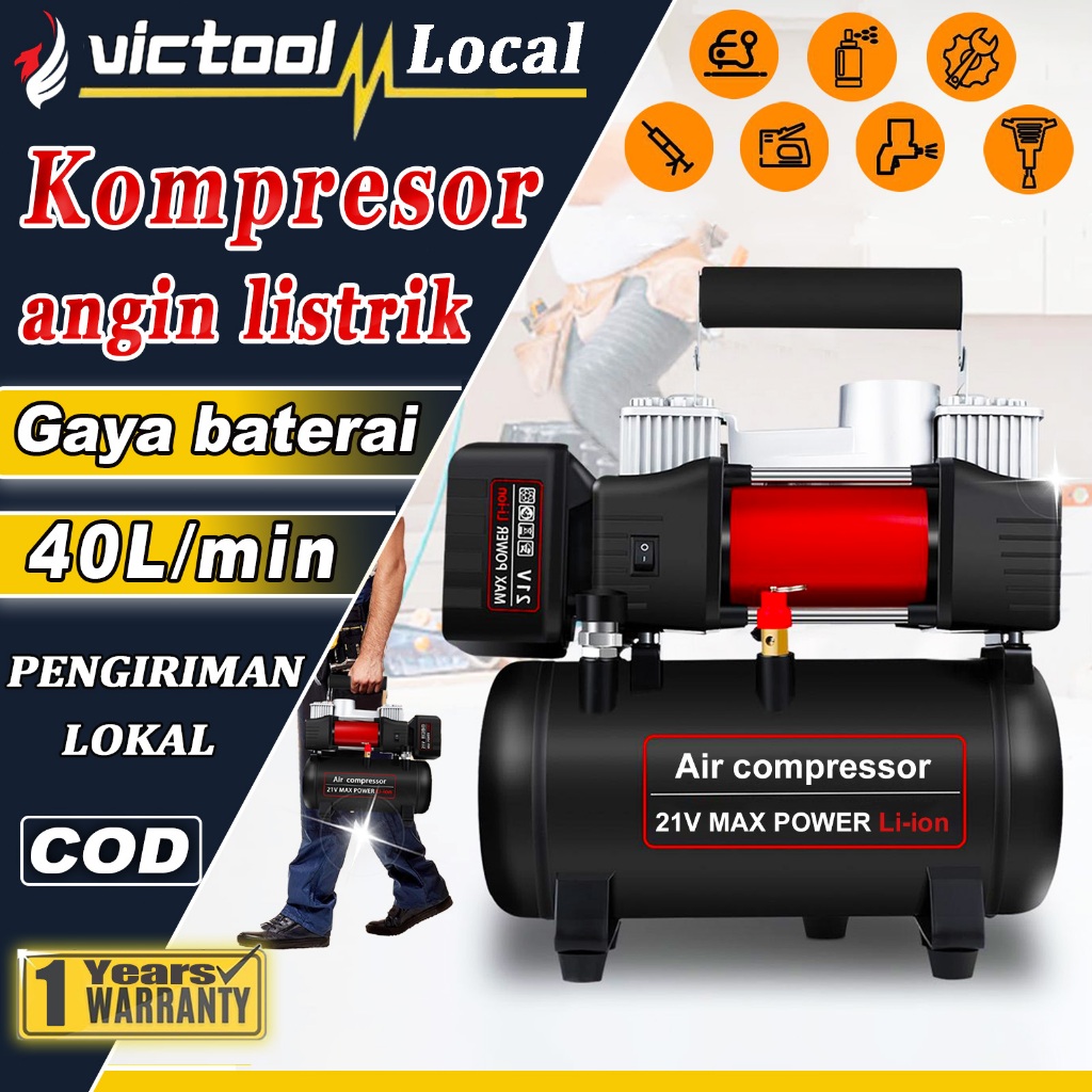 Jual Victool Kompresor Angin Listrik Mini 40L/Min Bebas Oli Alat ...