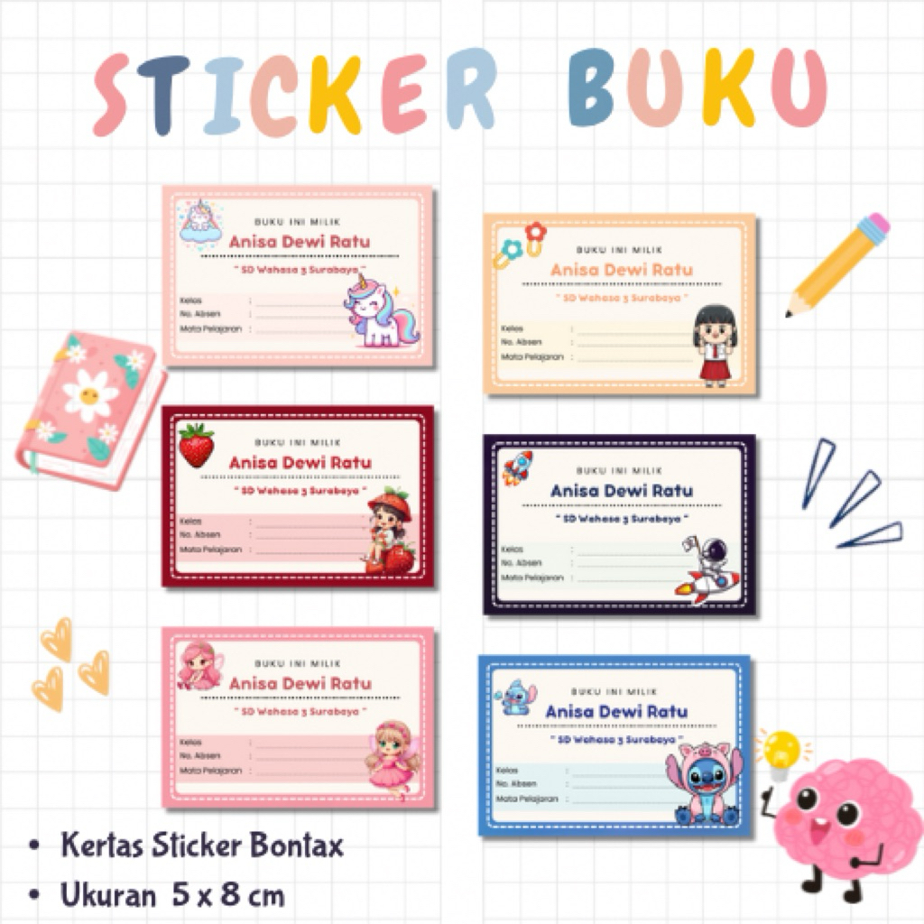 Jual 35 PCS STICKER LABEL BUKU SEKOLAH PELAJARAN TERBARU KEKINIAN ...