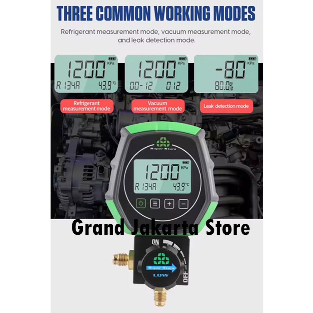 Jual Manifold Gauge Refrigerant Pressure Vacuum Percentage Testing Leak ...