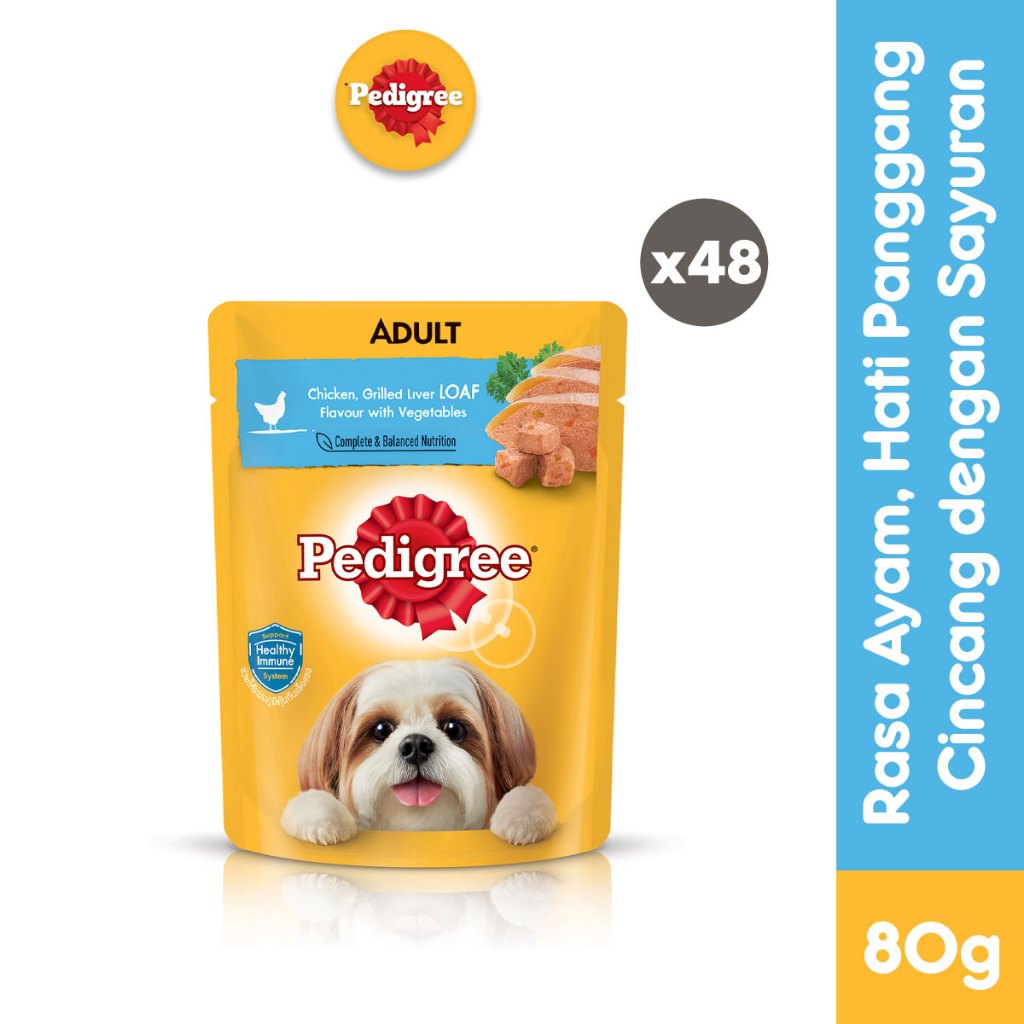 PEDIGREE Makanan Anjing Basah Dewasa Pouch 80g (48-Pack)