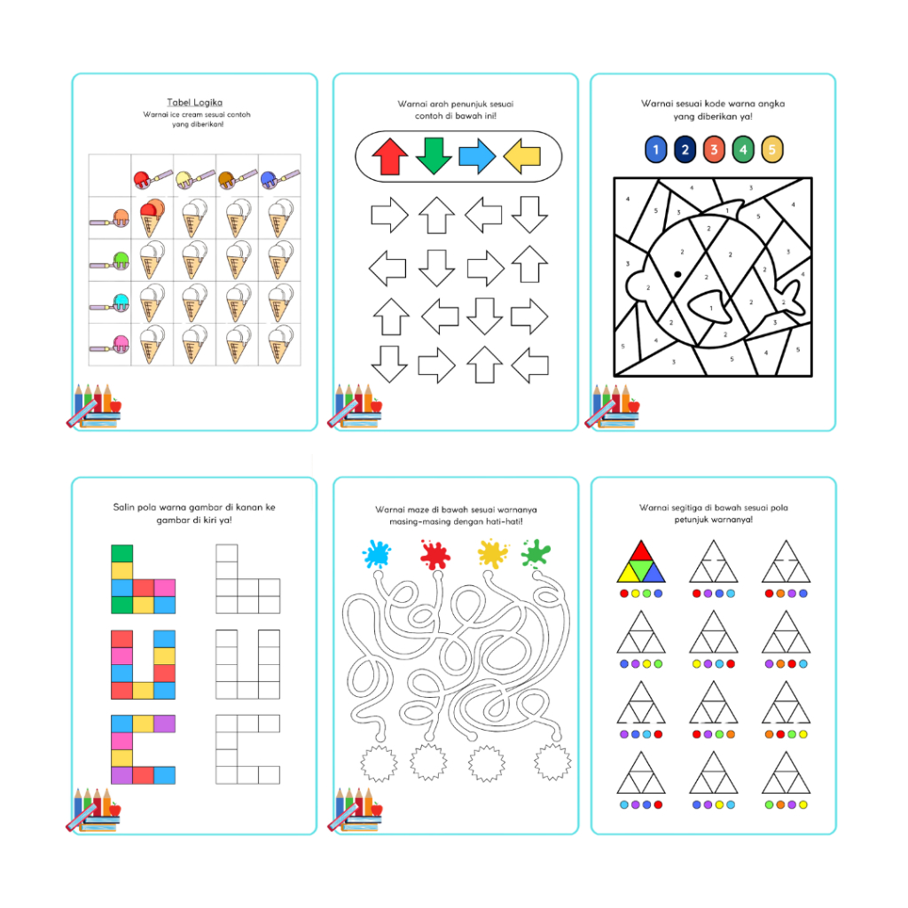 Jual 51 Lembar Coding Warna Mewarnai dan Menelaah / Lembar Aktivitas ...
